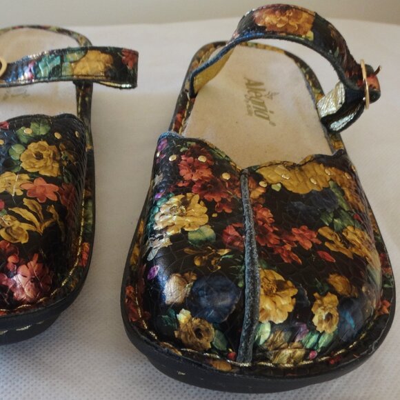 Alegria 37/7.5 Tuscany TUS-633 Mule Clog Shoes Floral Leather - Picture 3 of 8